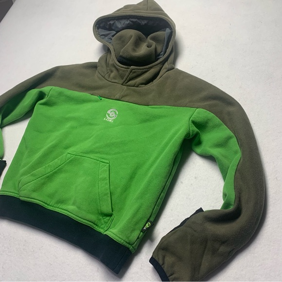 Loki All-Tech hoodie Sweatshirt built in mittens/face cover Marvel Green size 7 - Picture 2 of 12